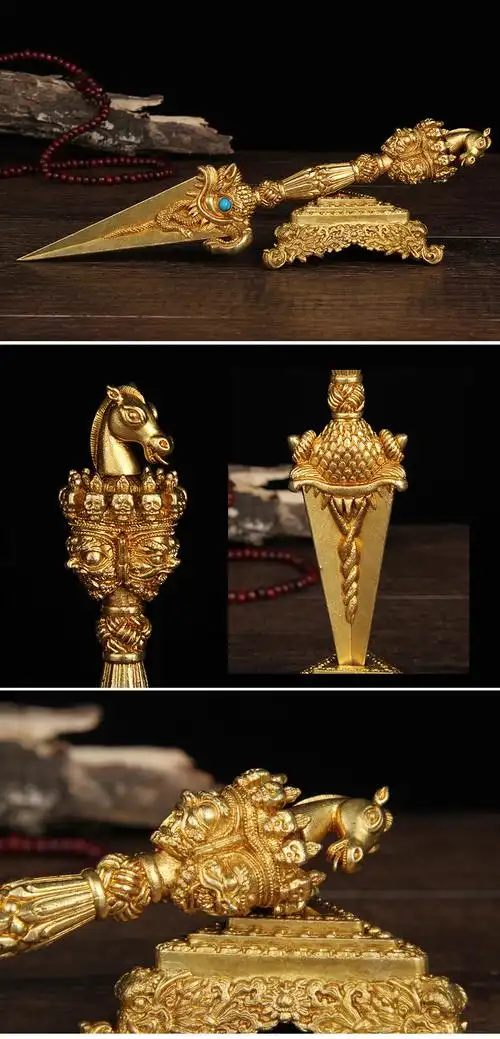 密宗法器藏传佛教用品金刚杵黄铜大号马头明王象身降魔杵金刚橛