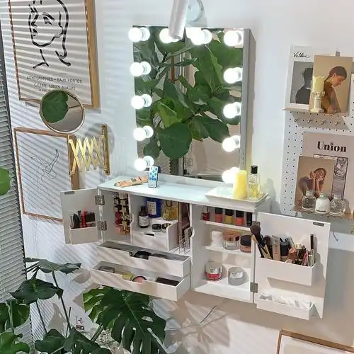 壁挂式梳妆台现代简约网红好莱坞镜灯化妆桌小户型卧室梳妆台