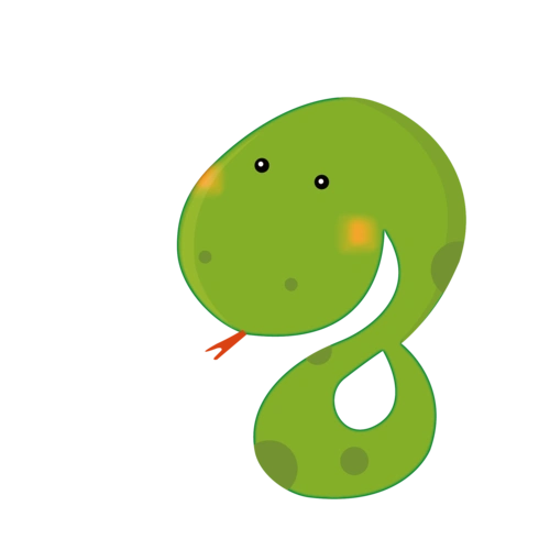 卡通手绘可爱小动物小蛇英文字母