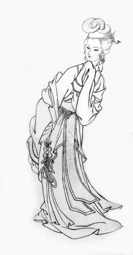 技法的书籍,照着书上讲的步骤开始练习,画了一些白描仕女图的画稿并