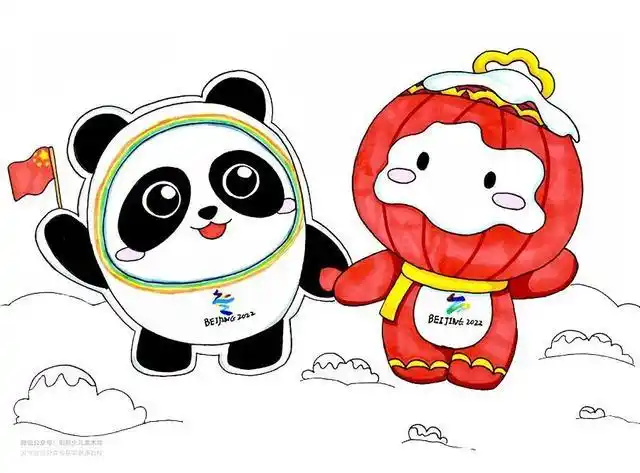 儿童画教程冬奥会冰与雪的可爱化身冰墩墩与雪容融