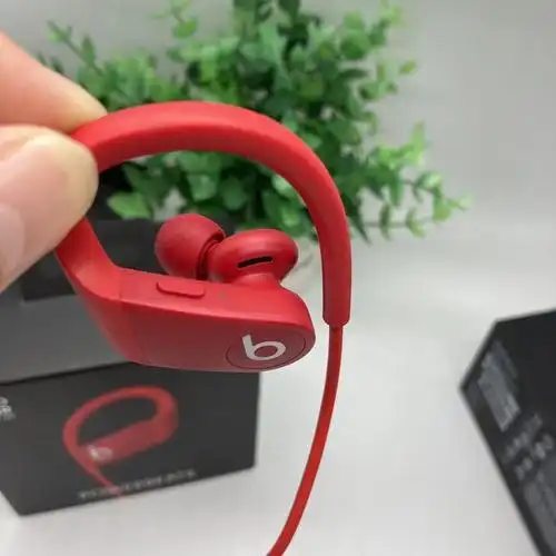 beats power入耳式重低音真无线蓝牙耳机女生挂耳式运动跑步耳机 红色
