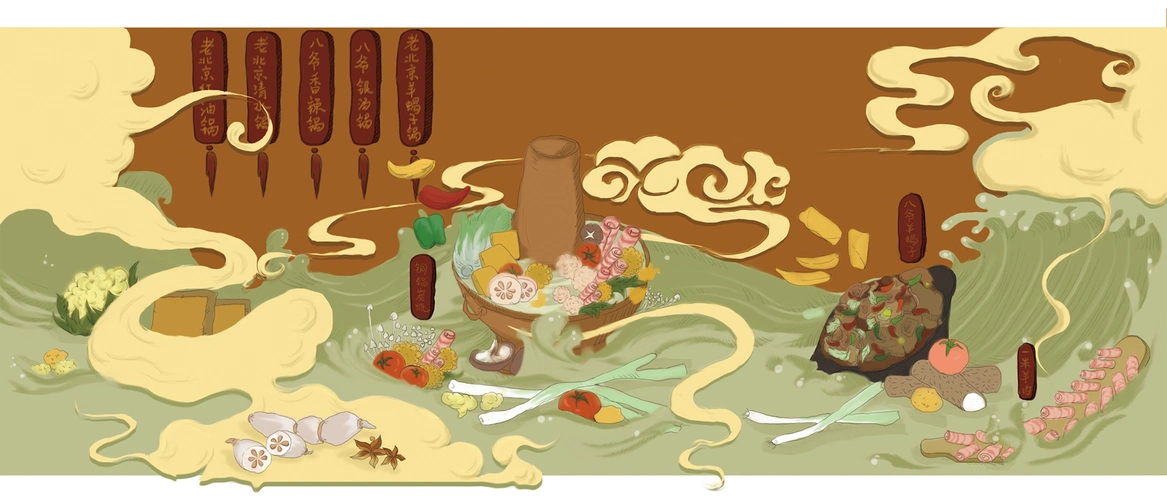 17年插画,火锅店墙绘稿|平面|宣传物料|肥鹿 - 原创作品 - 站酷 (zcoo