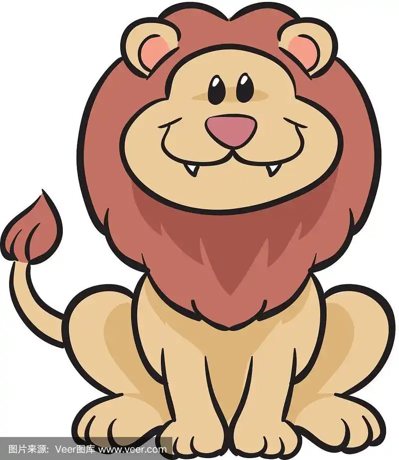 可爱的狮子矢量插图