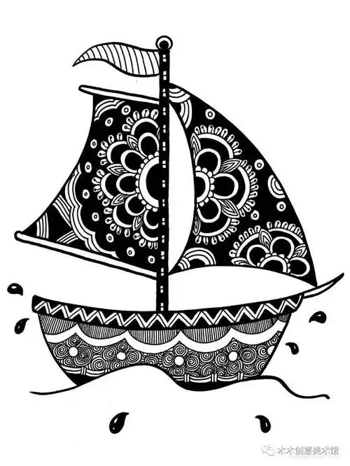 超级简单的儿童线描装饰画16种,黑白对比很强,效果惊艳!