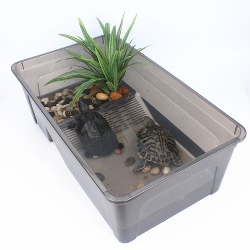 乌龟缸龟箱专用缸养小乌龟饲养箱盆水陆缸龟房家用巴西带晒台别墅