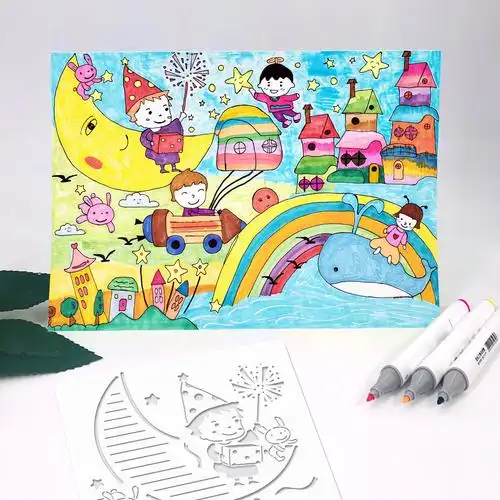 手抄报纸校园学习绘画模板图画a4镂空8k小学生幼儿园儿童套装神器