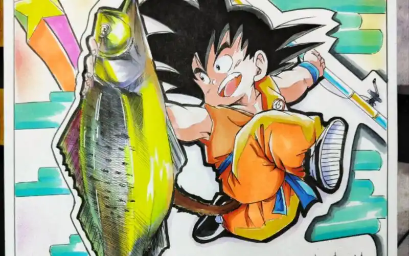 《龙珠主题》路亚钓鱼~马克笔手绘