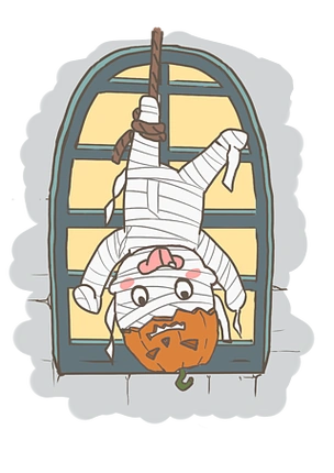 万圣节吓人木乃伊手绘插画