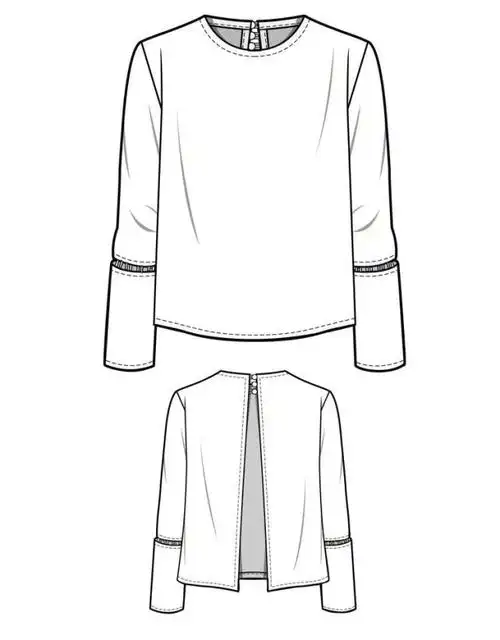 服装设计款式图|上衣正反面款式图ai绘画