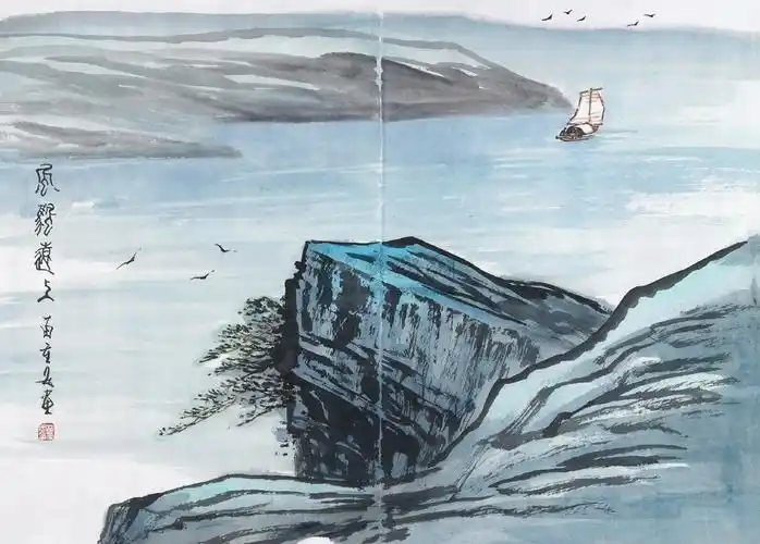 0104 风帆远上 镜心 设色纸本