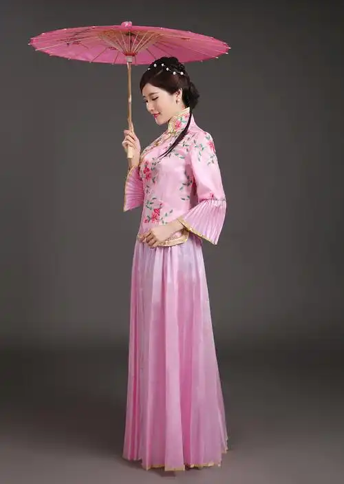 古装民国中式婚礼姐妹小凤仙戏服古筝演出服angelababy秀禾伴娘服