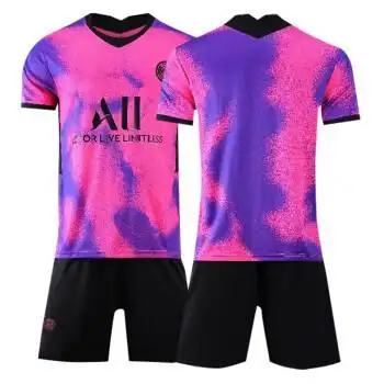 球衣内马尔姆巴佩足球服套装男成人儿童队服定制印字2021巴黎三客粉色