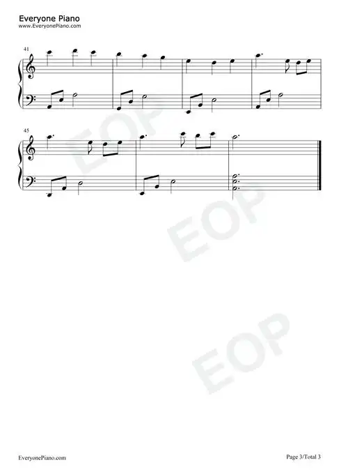 爱若琉璃-c调简单版-琉璃主题曲五线谱预览3-钢琴谱文件(五线谱,双手