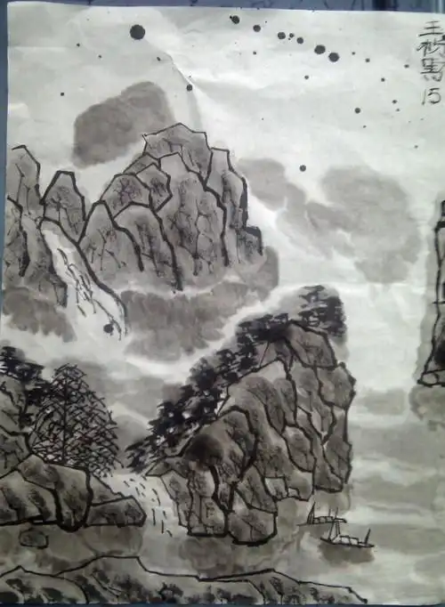 小学生水墨山水画