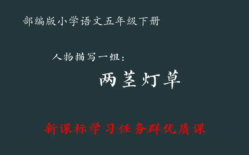 【新课标示范课】 人物描写一组:两茎灯草 教学实录(含课件逐字稿)