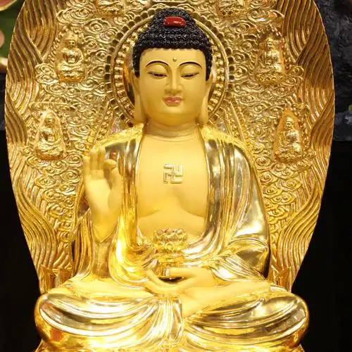 台湾贴金三宝佛像厘米释迦牟尼供奉阿弥陀佛神像药师摆件