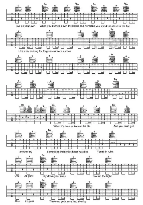 21guns吉他谱