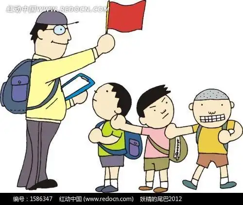 小朋友排队取东西简笔画