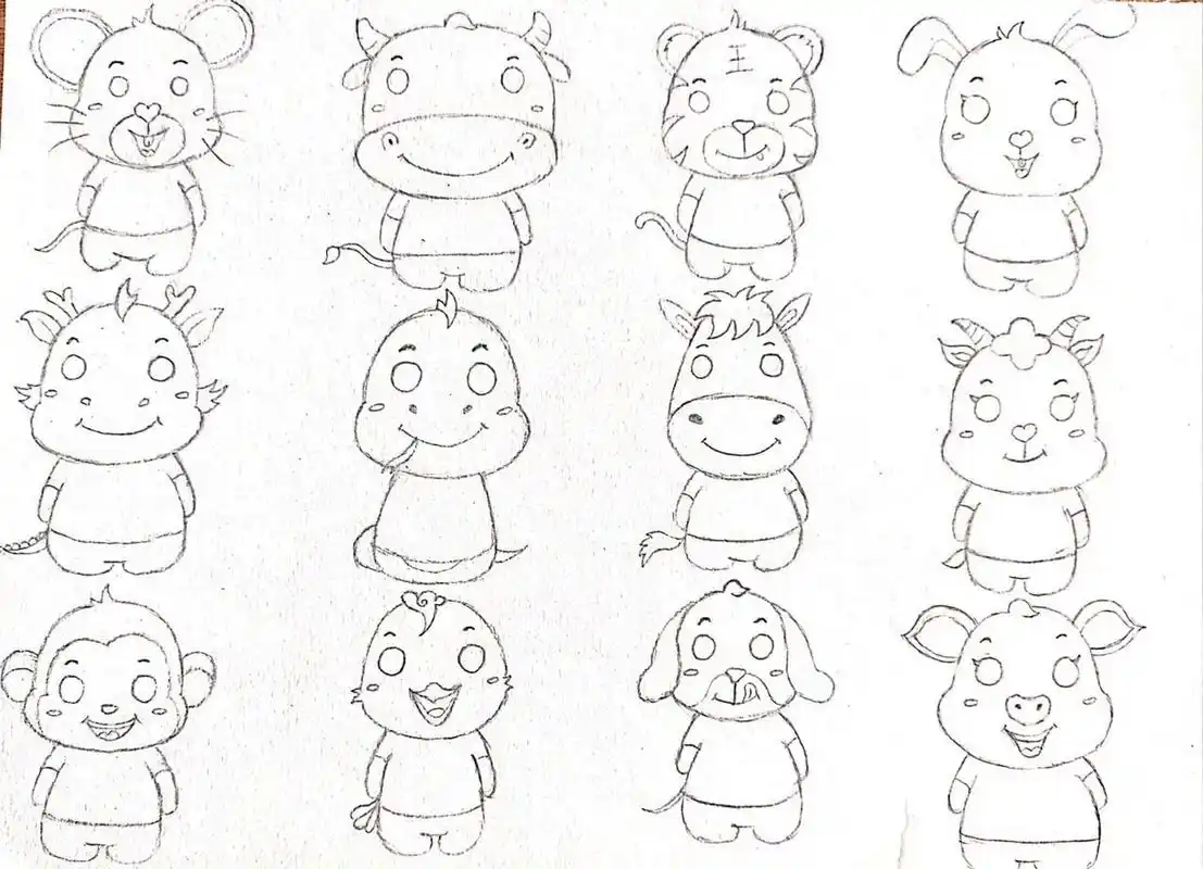 十二生肖简笔画 十二生肖简笔画