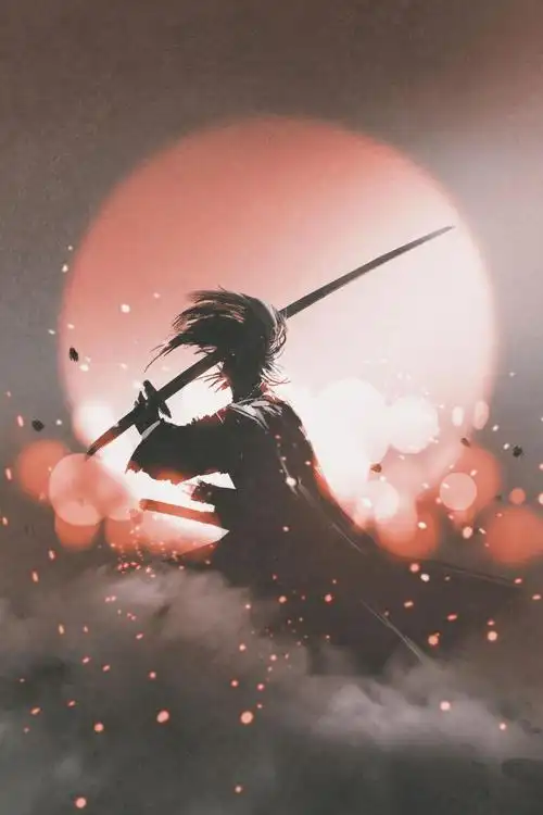 图片 创意图片 扛着剑的武士日本武士刀柄装饰图片id: 152024 黑色