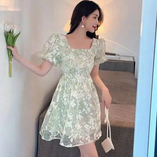 ief/爱依服爱衣服女装旗舰店官网同款特价清仓欧根纱印花连衣裙夏