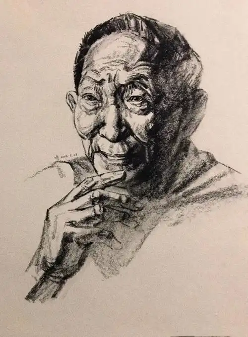 一鸣速写藏经阁从今往后每当风儿吹过稻田,天空落下雨点我们都会想起