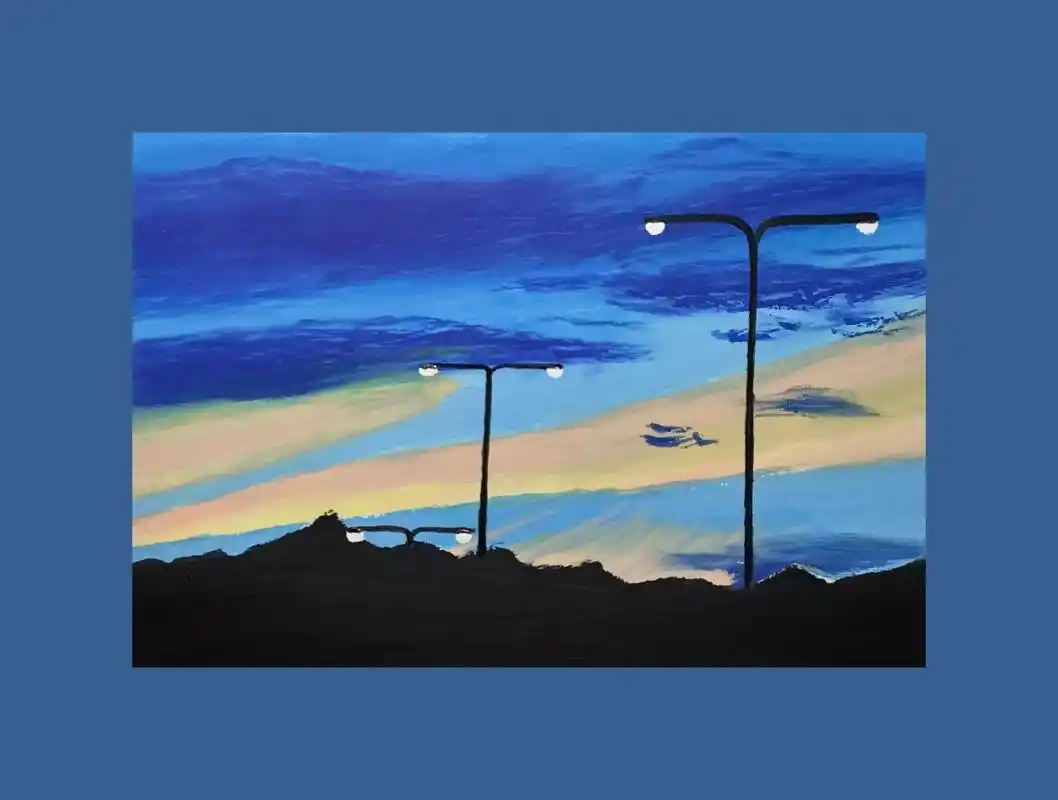 油画棒教程|夜幕降临91(附图文教程)"夏天的夜晚,是美丽的 - 抖音