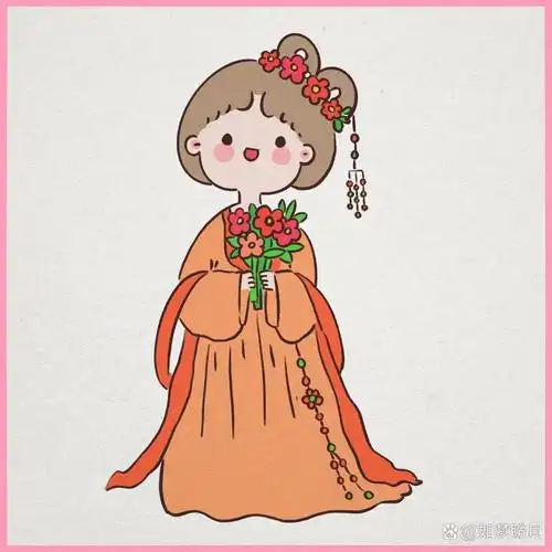 可爱的古装小人简笔画贴纸手帐素材