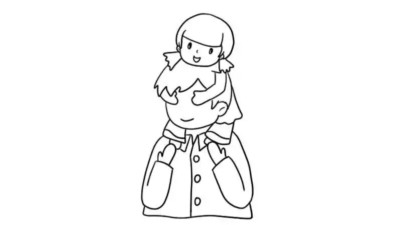 小女孩画爸爸的简笔画