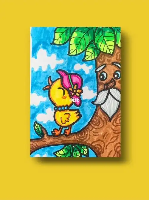 儿童画教程树上的小鸟