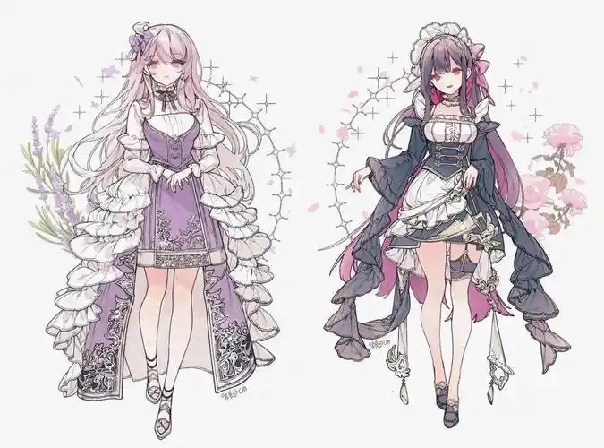 动漫少女华丽礼服服饰设计素材分享~-服装服装时装画/手绘技巧-cfw