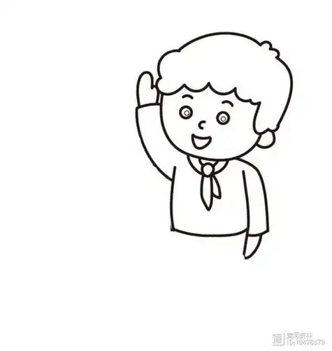 简笔画小学生敬礼简笔画 分步画法