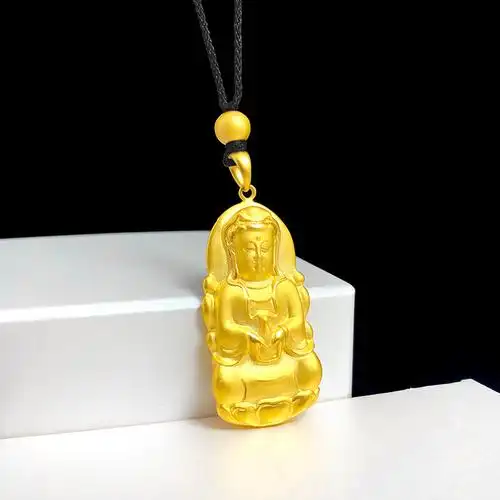 5d矿金 越南沙金金版观音吊坠 男士金工款观音吊坠项链 货源批发