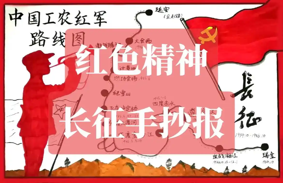 长征手抄报.印象长征手抄报,弘扬红色精神,向革命英雄们致敬  - 抖音