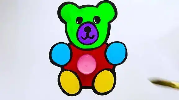 简笔画早教视频教小朋友学画画画个小熊涂颜色