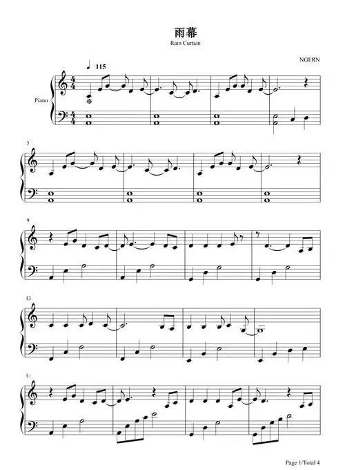 许嵩【雨幕钢琴谱】_在线免费打印下载-爱弹琴乐谱网