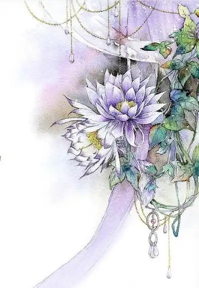 手绘古物【昙花】【紫色】【古风】