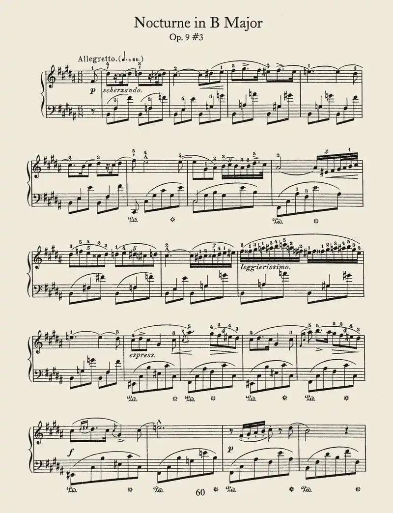 肖邦  b大调夜曲 op.9 no.3#琴谱 #乐谱 #钢琴 - 抖音