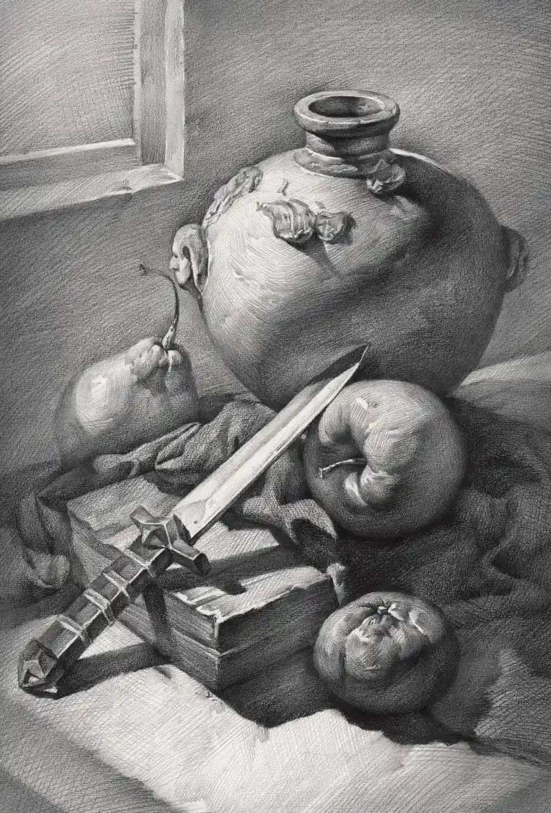 素描静物组合临摹素材来袭