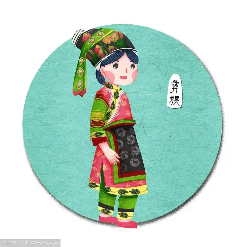 中国五十六个民族彝族人物插画