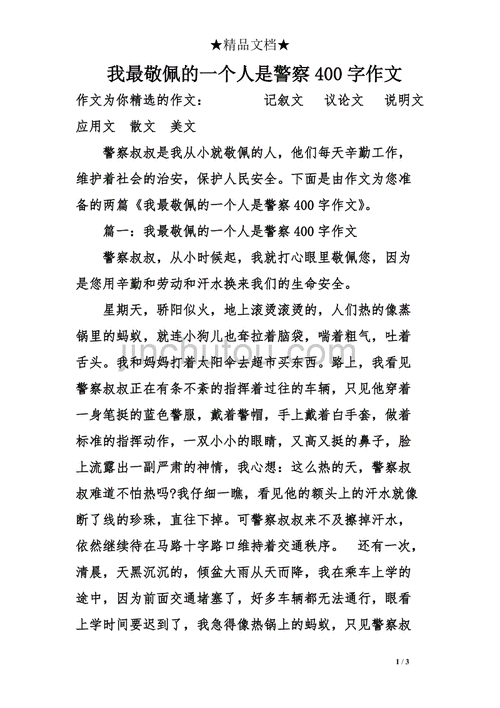 我最敬佩的一个人是警察400字作文