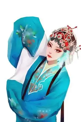 卡通脸谱国潮风戏曲戏剧京剧人物花旦人物元素手绘卡通脸谱手绘卡通窦