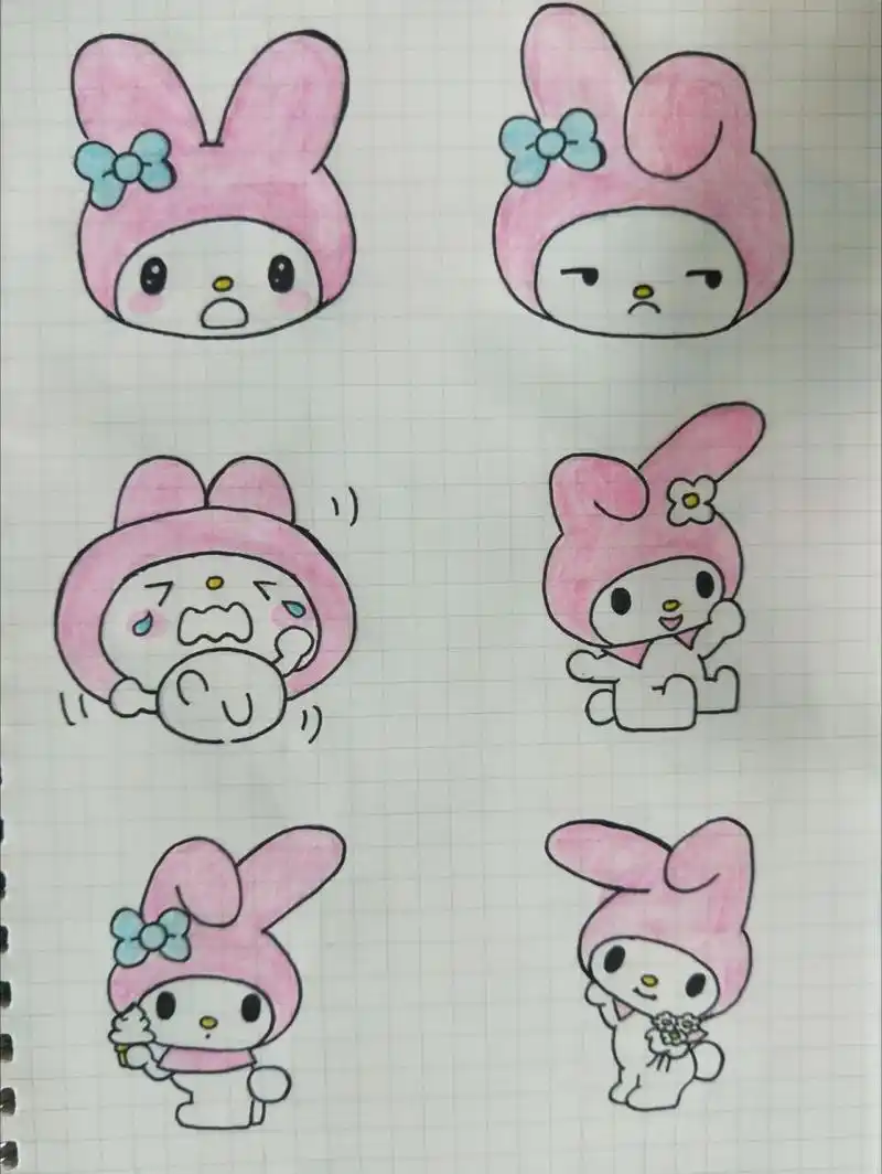 美乐蒂简笔画 粉粉嫩嫩的美乐蒂