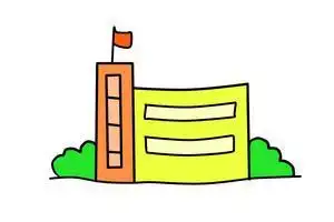 学校建筑简笔画带色彩