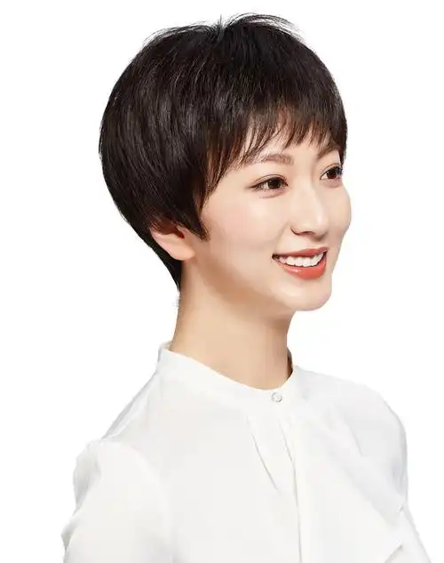 假发女短发真发全发全头套中老年妈妈款女士假发套自然真头发 酒红色