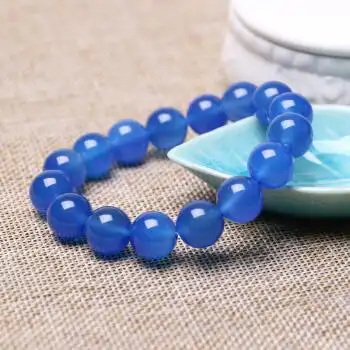 清澜 蓝玛瑙玉髓手链 水晶手串 男女款 10mm