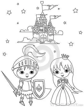 公主城堡简笔画裙子小女孩