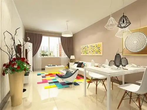 增加光线感,使空间更明亮,其他墙面通刷卡其色乳胶漆