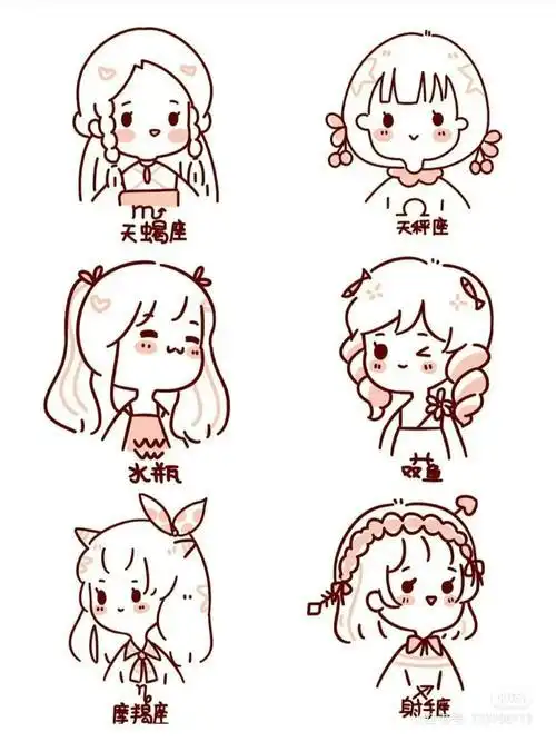 画画个怪兽保护我文化绘画12星座女孩简笔画 又简单又可爱63星座简笔